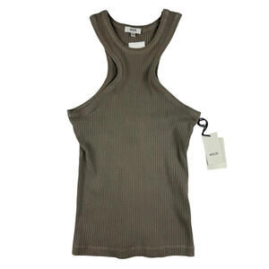 Agolde Ribbed Knit Bea Tank Top Biscotti Size S